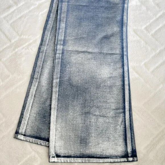 Joe's Jeans The Mia High Rise Foil Wide Leg Denim Party Indigo Metallic 28 NWT - Picture 13 of 15